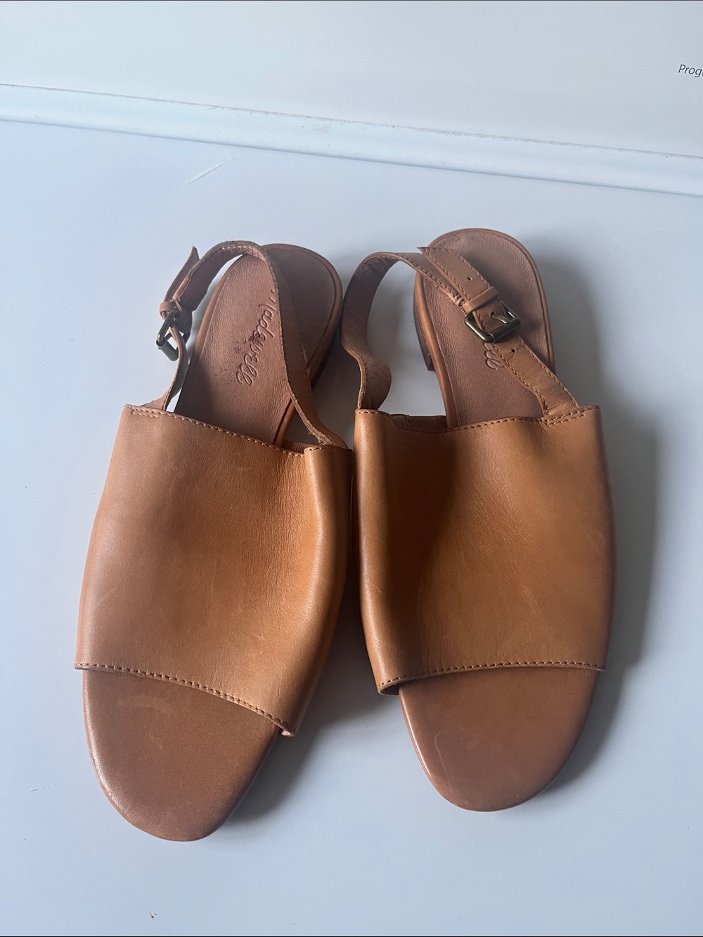 Madewell Tan Leather Open-Toe Slingback Sandals